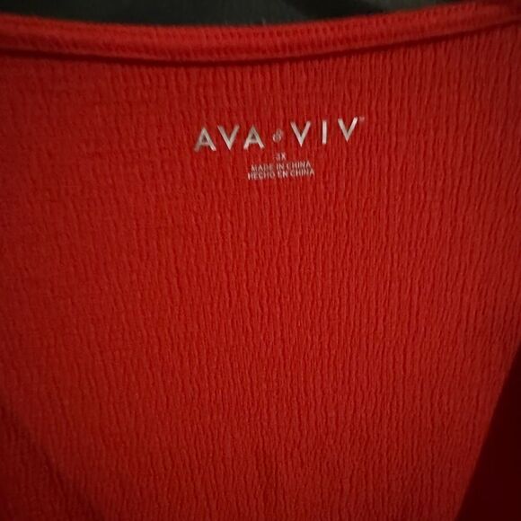 Ava & Viv Balloon Sleeve Wrap Dress Sweetheart Neckline Red NWT Size 3X - Picture 7 of 8